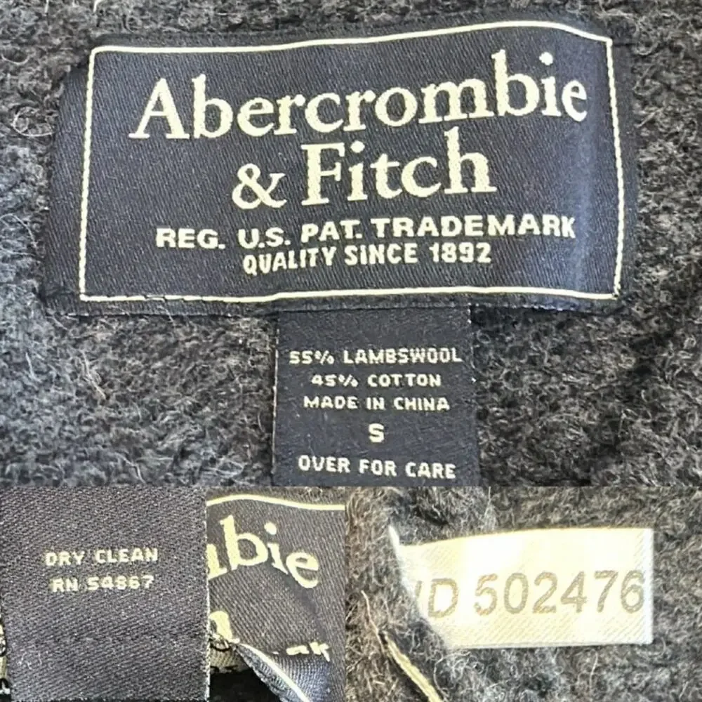 VTG Y2K Abercrombie & Fitch Gray Wool Sweater Sz Small Academia Preppy Old Money